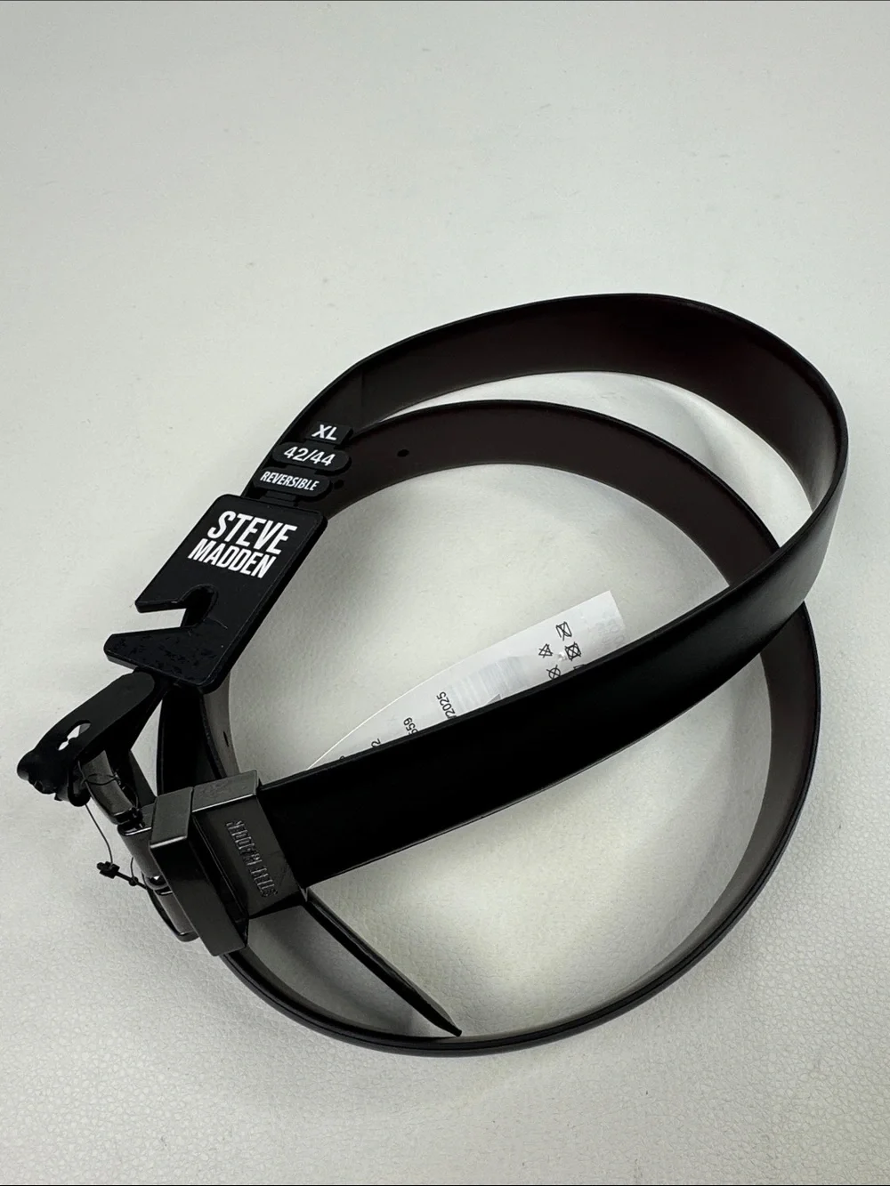 Steve Madden Reversible Leather Belt in Black Brown Silver Buckle XL 42/44 NEW